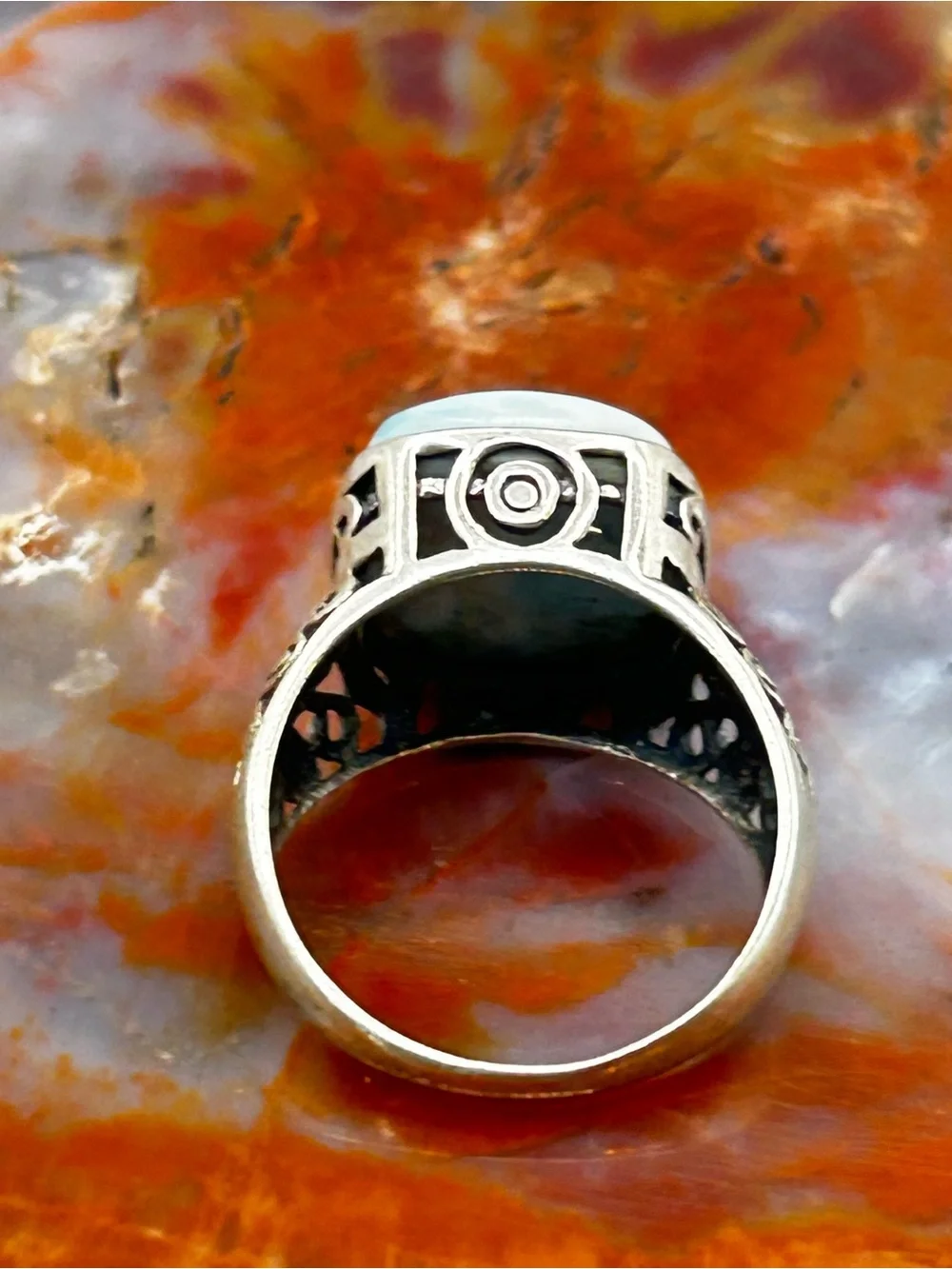 Sterling Silver Larimar Ring - Size 10